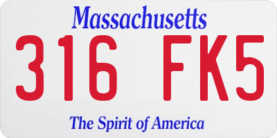MA license plate 316FK5
