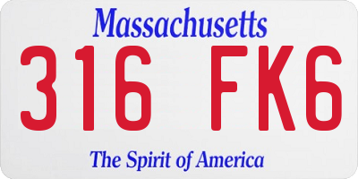 MA license plate 316FK6