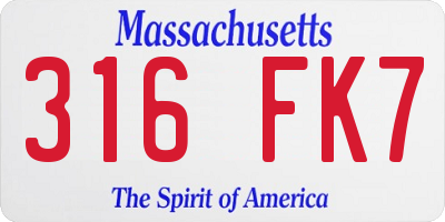 MA license plate 316FK7