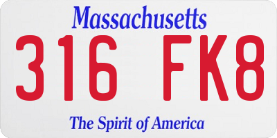 MA license plate 316FK8
