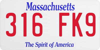 MA license plate 316FK9