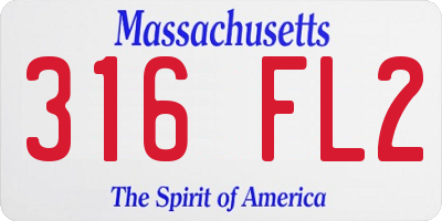 MA license plate 316FL2