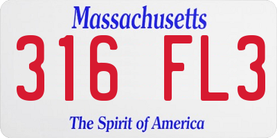 MA license plate 316FL3