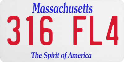 MA license plate 316FL4