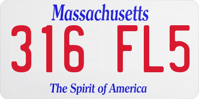 MA license plate 316FL5