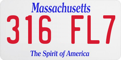 MA license plate 316FL7