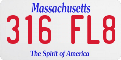 MA license plate 316FL8