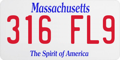 MA license plate 316FL9