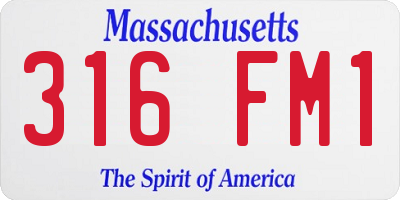 MA license plate 316FM1