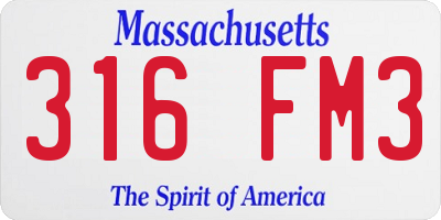 MA license plate 316FM3