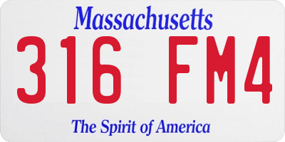 MA license plate 316FM4