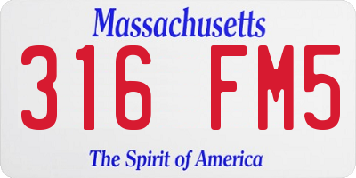 MA license plate 316FM5