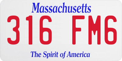 MA license plate 316FM6