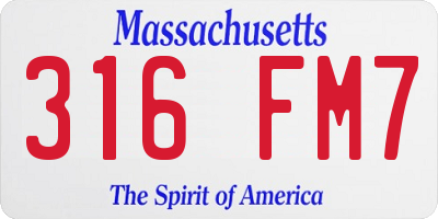 MA license plate 316FM7