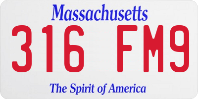 MA license plate 316FM9