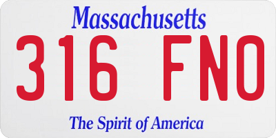 MA license plate 316FN0
