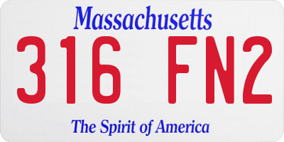 MA license plate 316FN2