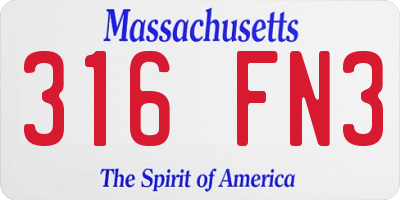 MA license plate 316FN3