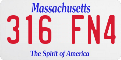 MA license plate 316FN4