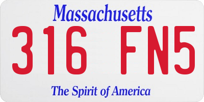 MA license plate 316FN5