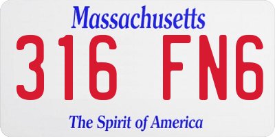 MA license plate 316FN6