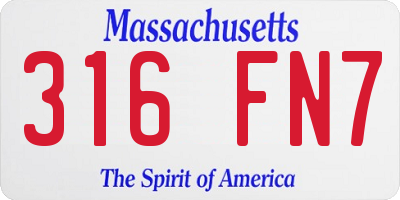 MA license plate 316FN7