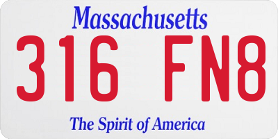 MA license plate 316FN8