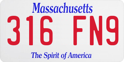 MA license plate 316FN9
