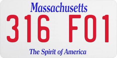 MA license plate 316FO1