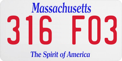 MA license plate 316FO3
