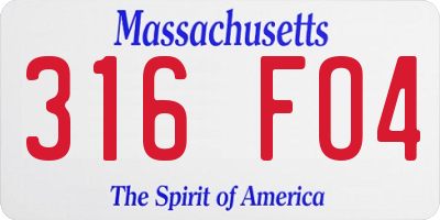 MA license plate 316FO4