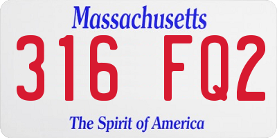 MA license plate 316FQ2