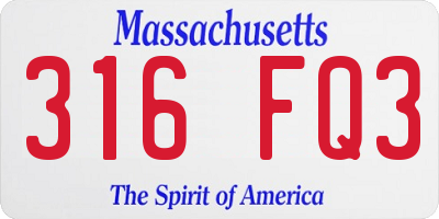 MA license plate 316FQ3