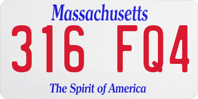 MA license plate 316FQ4