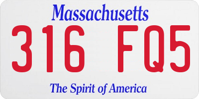 MA license plate 316FQ5