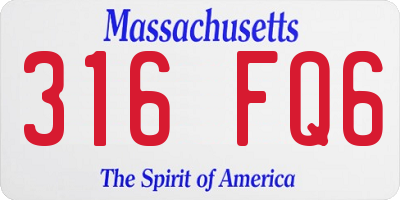 MA license plate 316FQ6