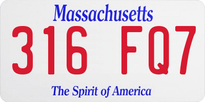 MA license plate 316FQ7