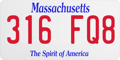 MA license plate 316FQ8