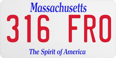 MA license plate 316FR0