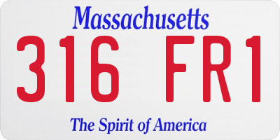 MA license plate 316FR1