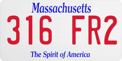MA license plate 316FR2
