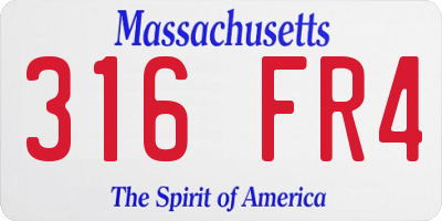 MA license plate 316FR4