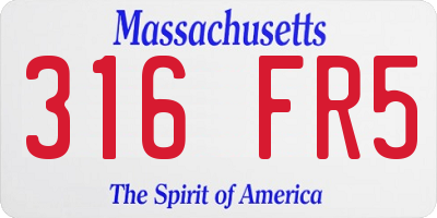 MA license plate 316FR5