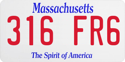MA license plate 316FR6