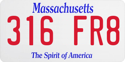 MA license plate 316FR8