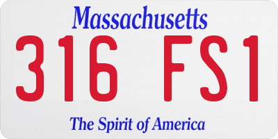 MA license plate 316FS1