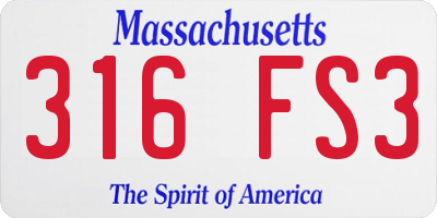 MA license plate 316FS3