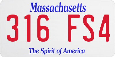 MA license plate 316FS4