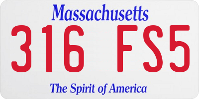 MA license plate 316FS5