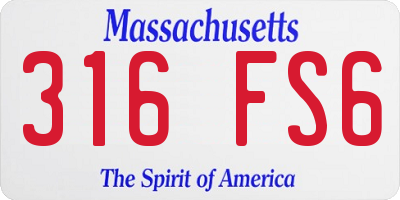 MA license plate 316FS6